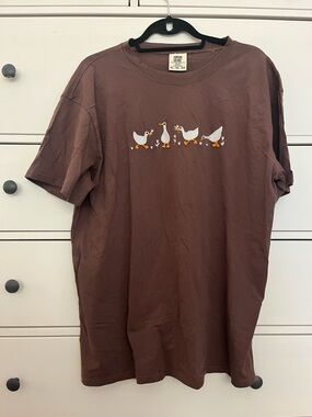Comfort Colors Brown Tee with White Goose Row Graphic